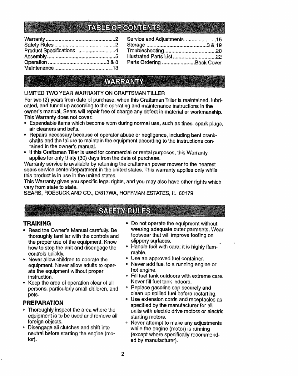 Warranty | Craftsman 917.293300 User Manual | Page 2 / 36