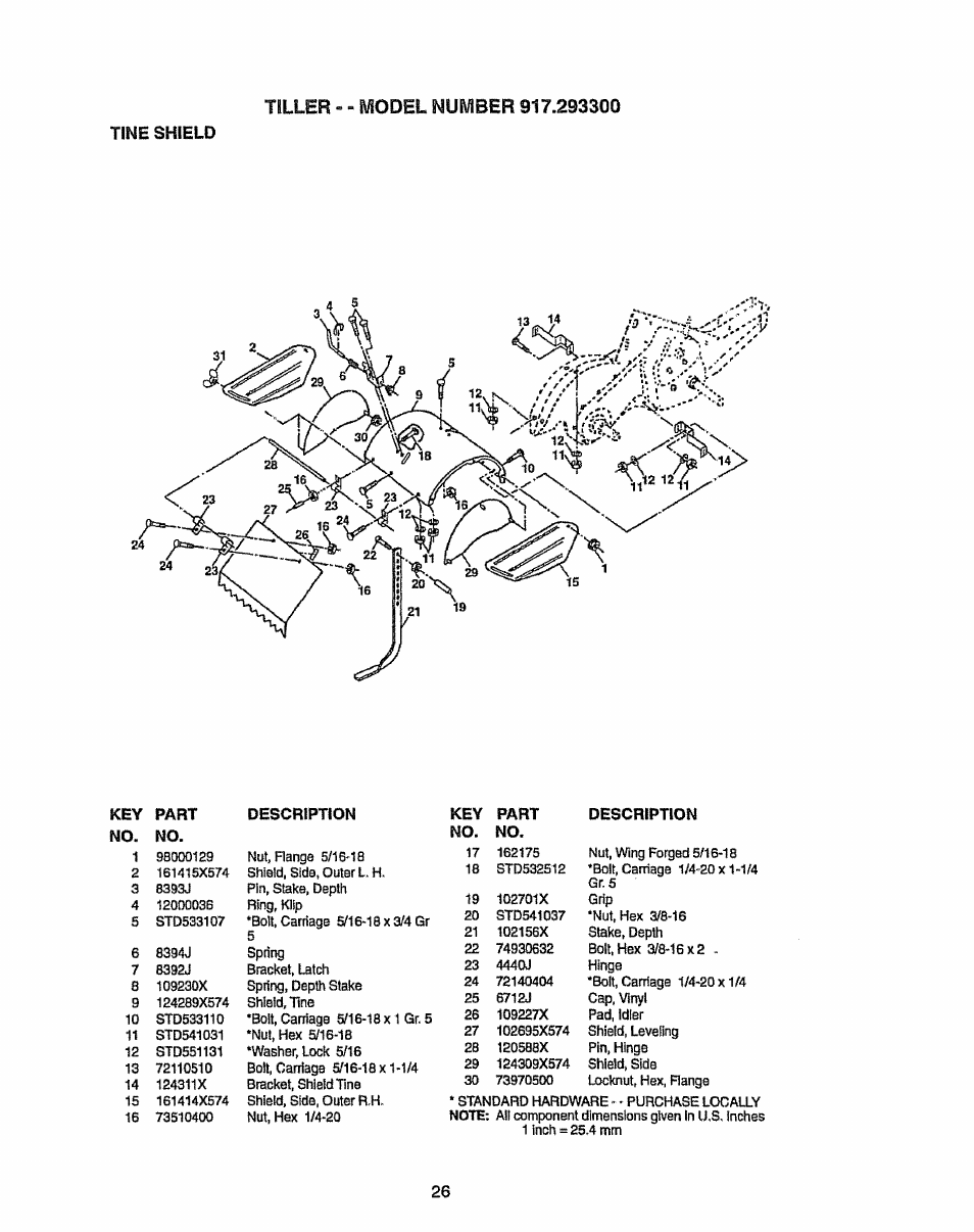 Tine shield | Craftsman 917.293300 User Manual | Page 26 / 36