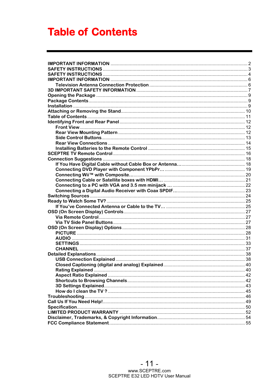 Sceptre E320BV-FHDD User Manual | Page 11 / 55