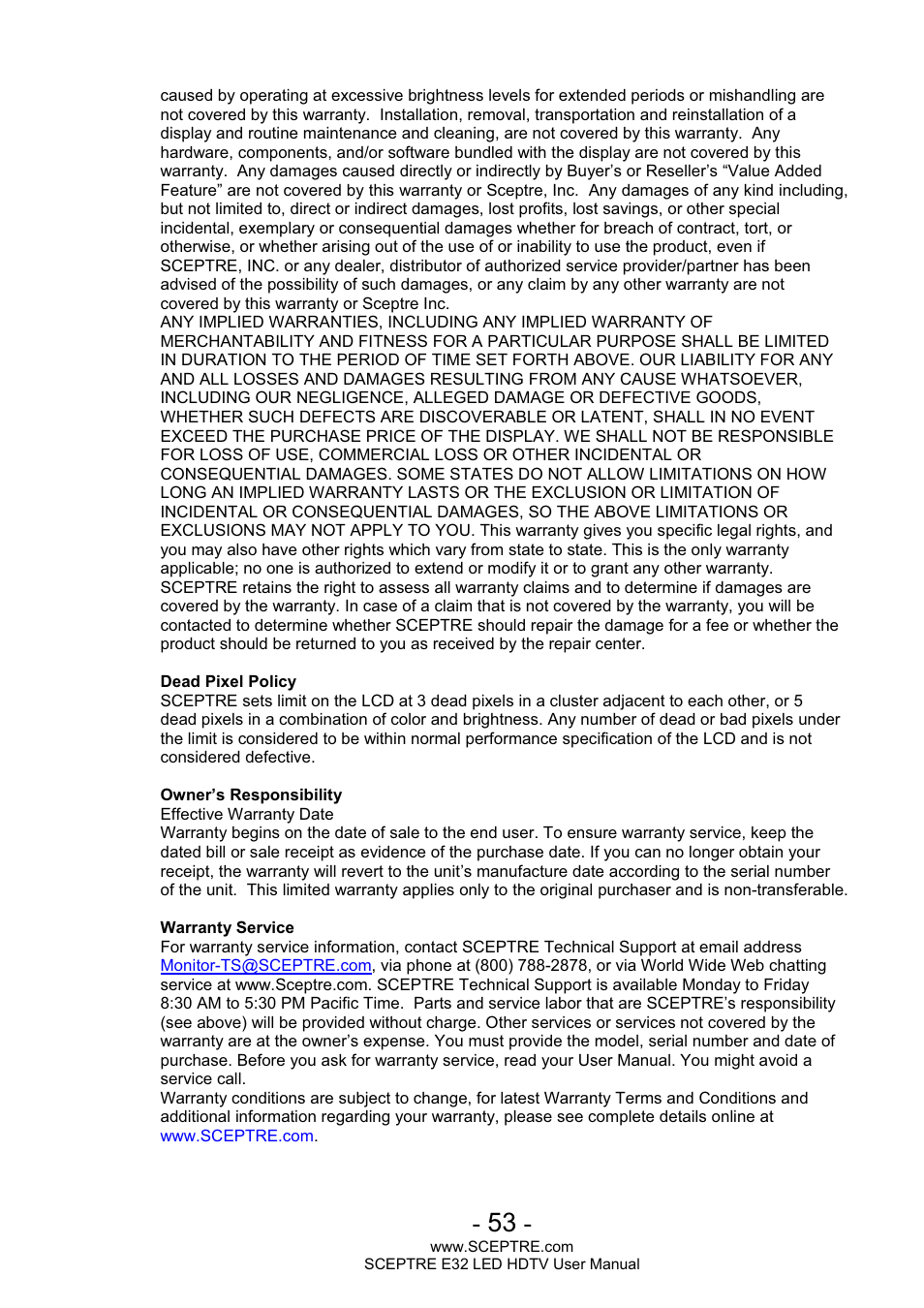 Sceptre E320BV-FHDD User Manual | Page 53 / 55