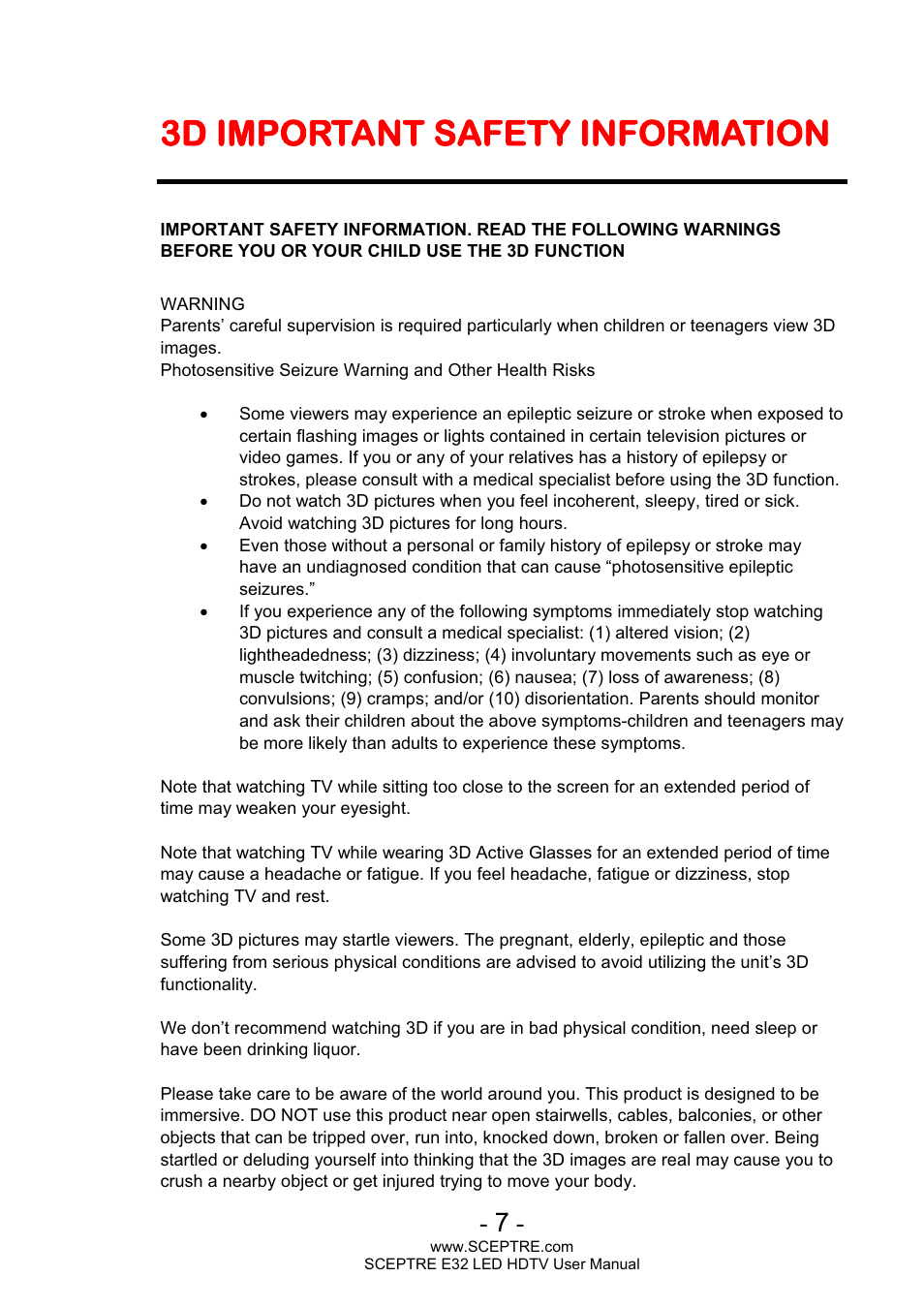 3d important safety information | Sceptre E320BV-FHDD User Manual | Page 7 / 55