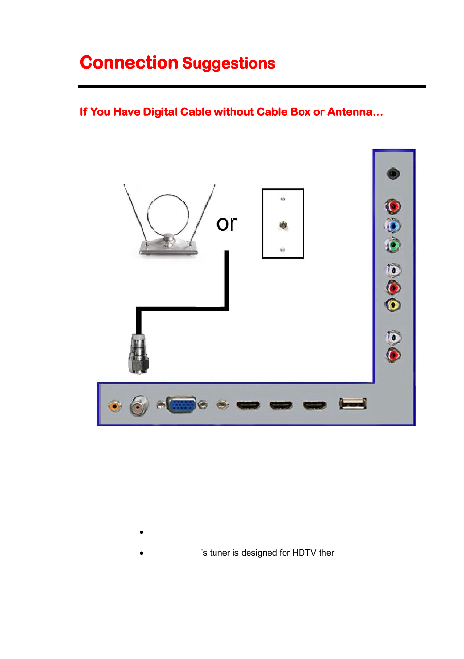 Connection suggestions, Connection, Suggestions | Sceptre E325-E328BV User Manual | Page 17 / 54