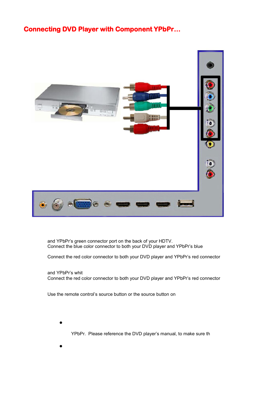 Connecting dvd player with component ypbpr | Sceptre E325-E328BV User Manual | Page 18 / 54