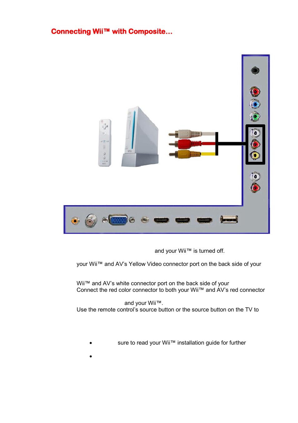 Connecting wii™ with composite | Sceptre E325-E328BV User Manual | Page 19 / 54