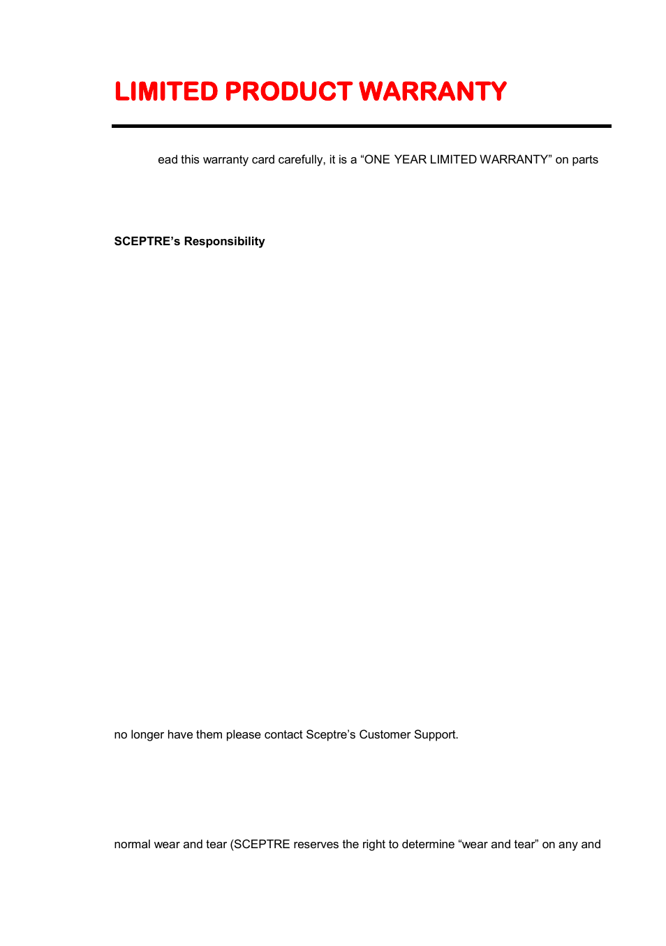 Limited product warranty | Sceptre E325-E328BV User Manual | Page 51 / 54