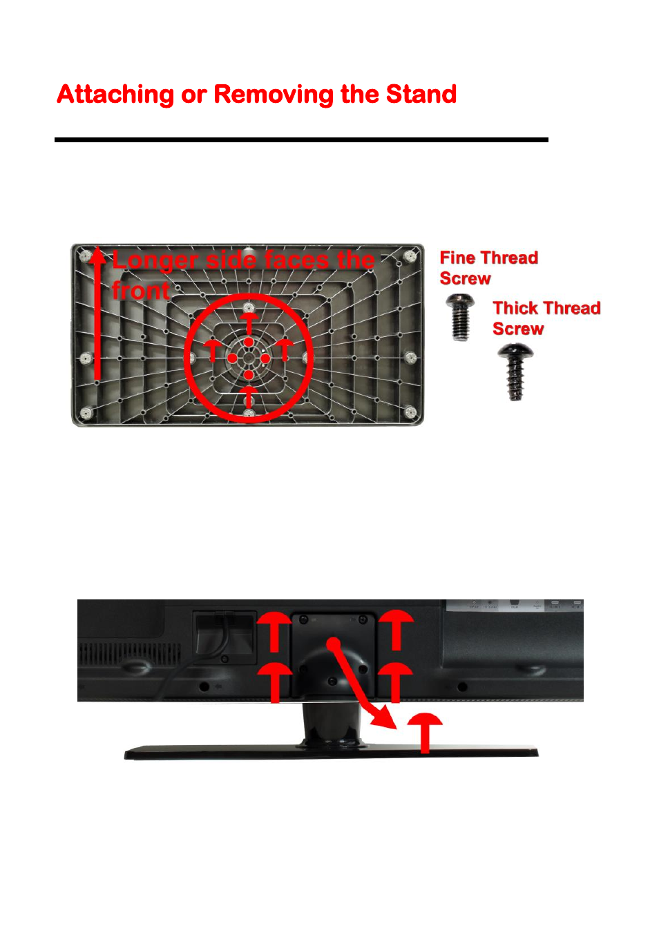 Attaching or removing the stand | Sceptre E325-E328BV User Manual | Page 8 / 54