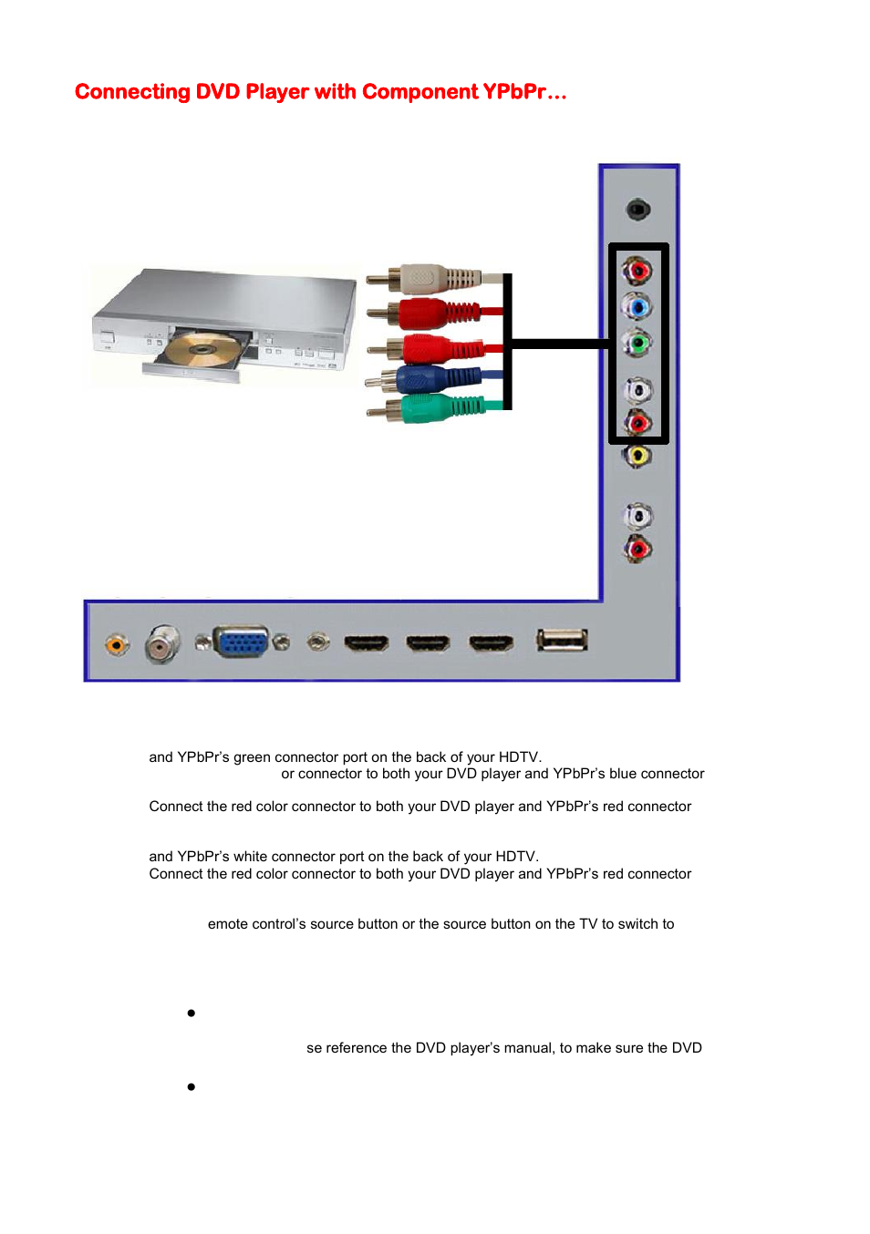 Connecting dvd player with component ypbpr | Sceptre E328BV-HDC User Manual | Page 18 / 52