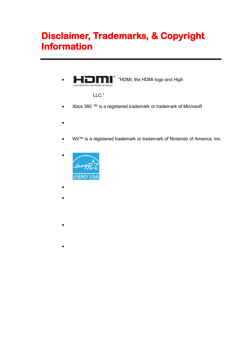 Disclaimer, trademarks, & copyright information | Sceptre E328BV-HDC User Manual | Page 51 / 52