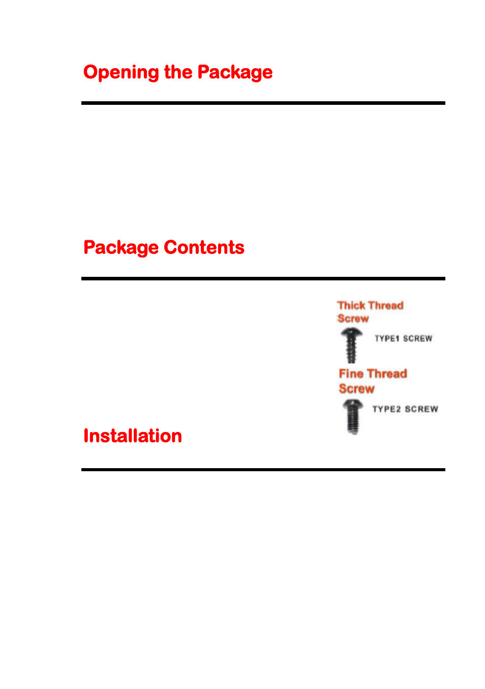 Opening the package, Package contents, Installation | Sceptre E328BV-HDC User Manual | Page 7 / 52