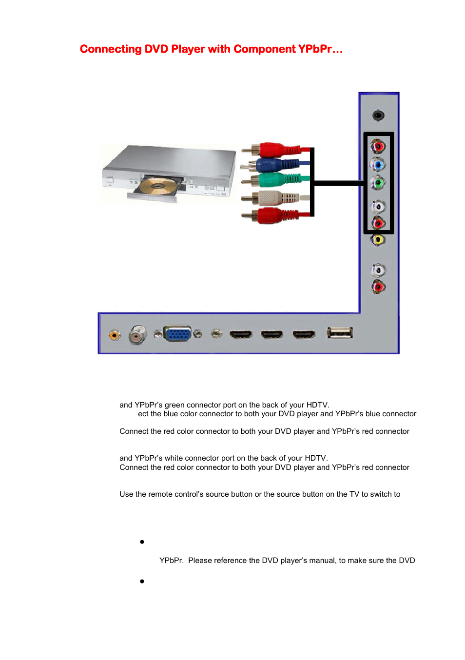 Connecting dvd player with component ypbpr | Sceptre E328BD-HDC User Manual | Page 19 / 59