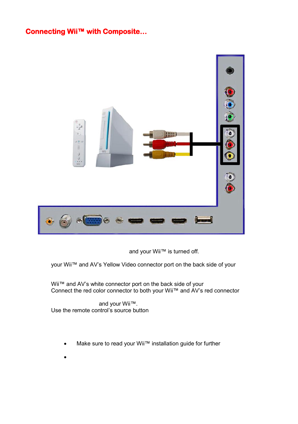 Connecting wii™ with composite | Sceptre E328BD-HDC User Manual | Page 20 / 59