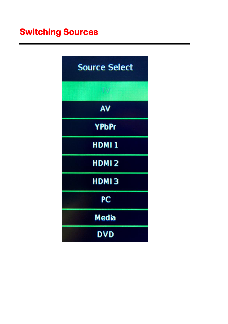 Switching sources | Sceptre E328BD-HDC User Manual | Page 24 / 59