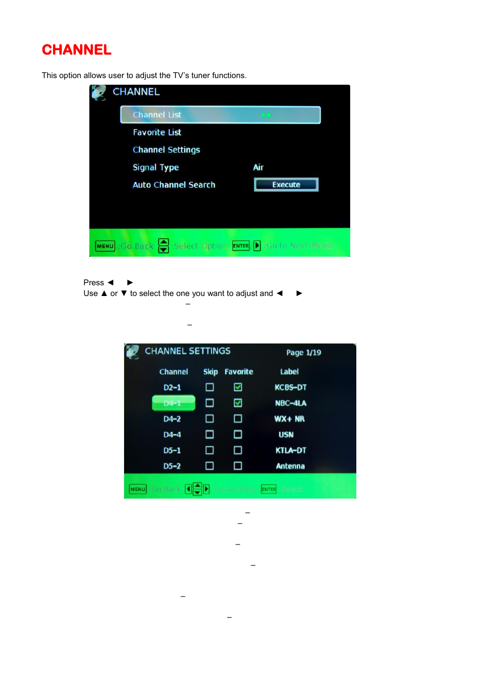 Channel | Sceptre E328BD-HDC User Manual | Page 32 / 59