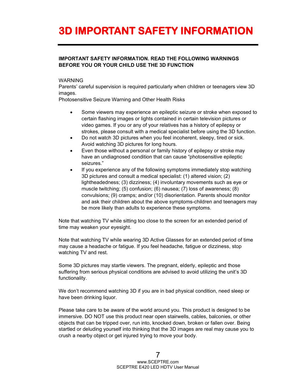 3d important safety information | Sceptre E425BV-FHDD User Manual | Page 7 / 56