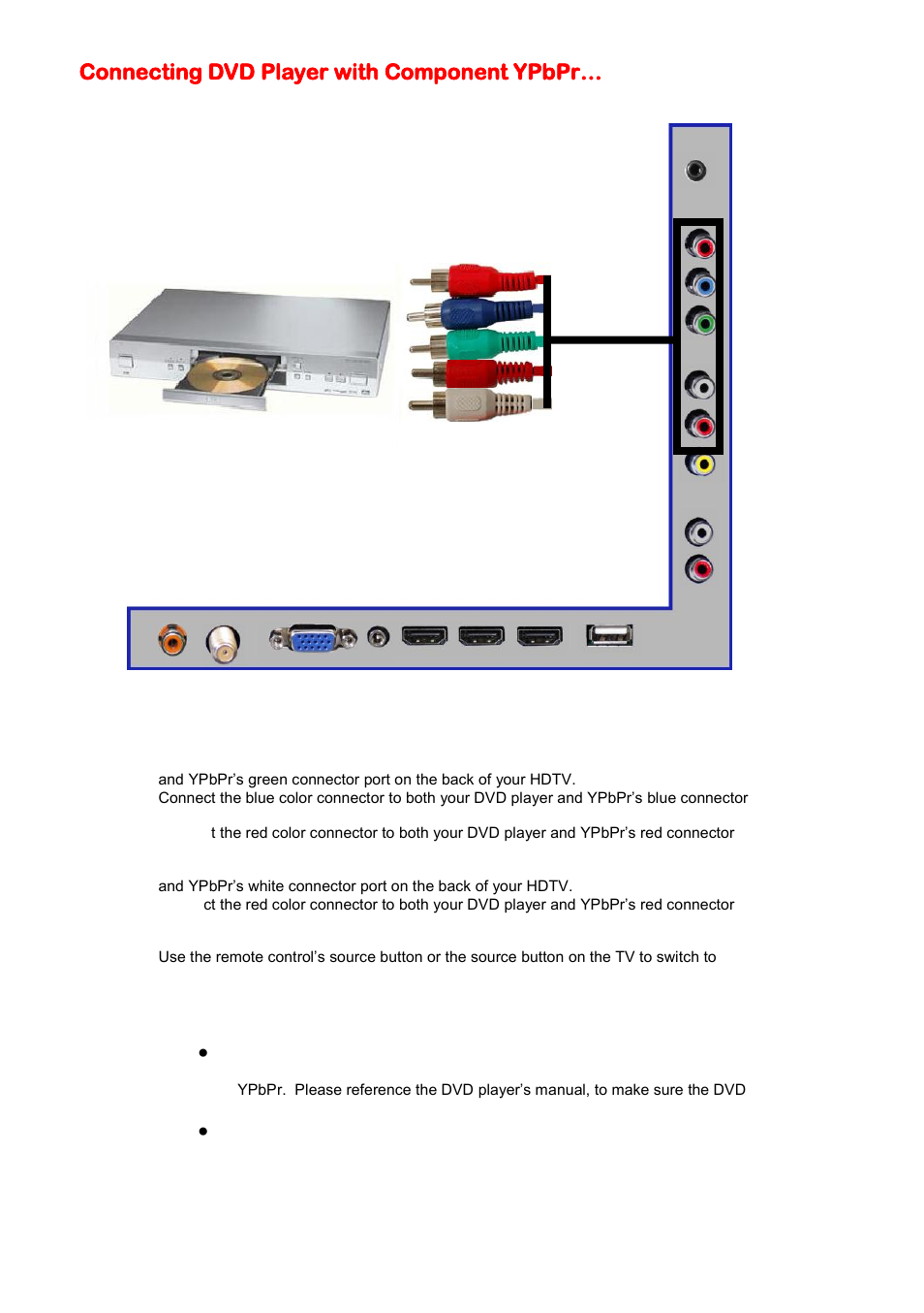 Connecting dvd player with component ypbpr | Sceptre E478BV-FMDU User Manual | Page 18 / 55