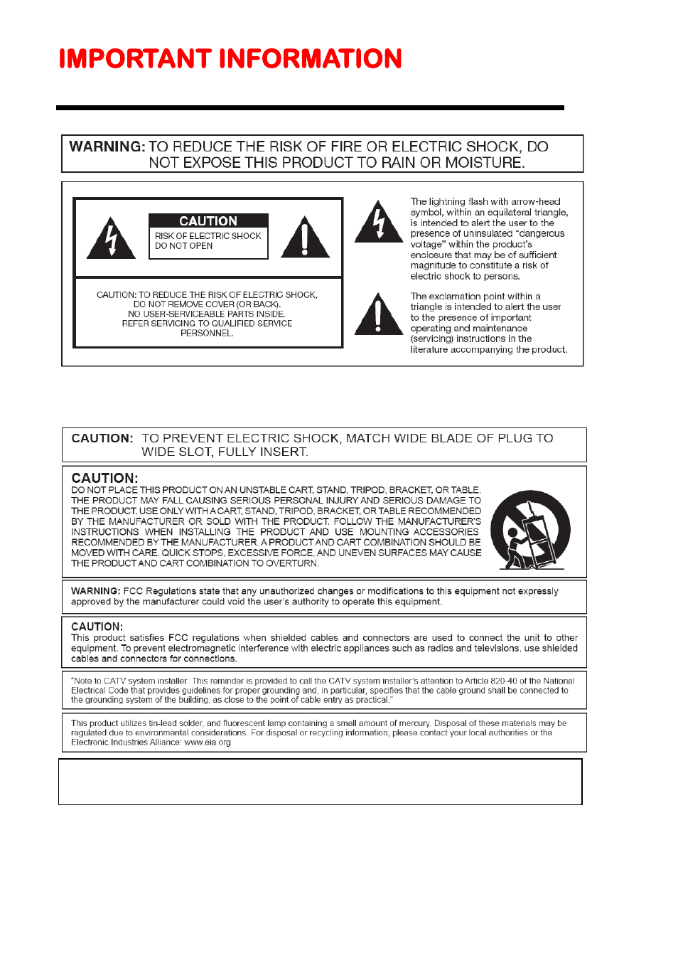 Important information | Sceptre E478BV-FMDU User Manual | Page 2 / 55
