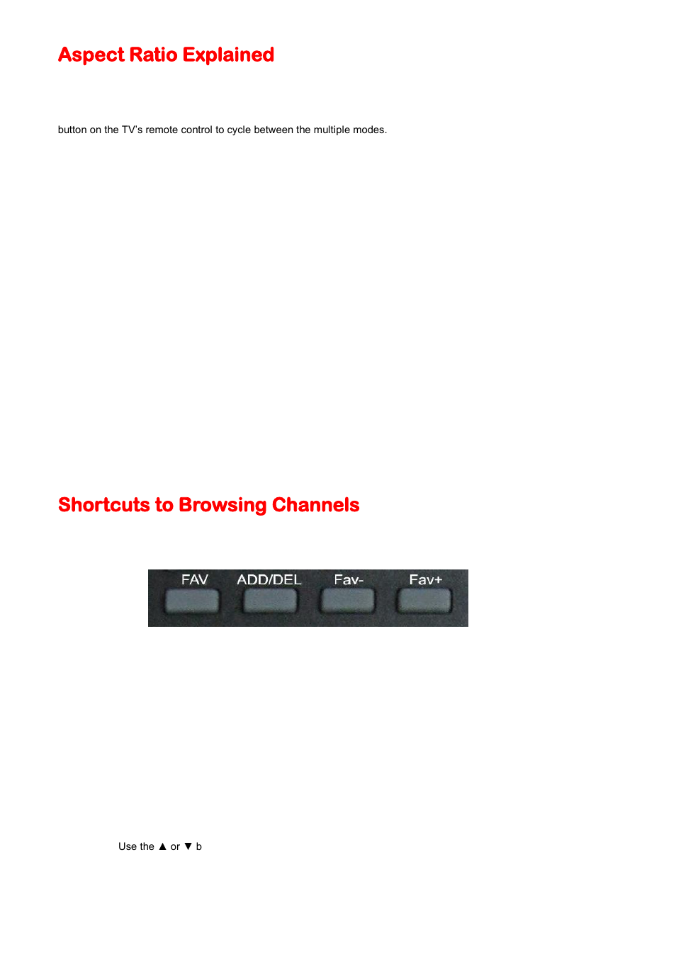 Aspect ratio explained, Shortcuts to browsing channels | Sceptre E478BV-FMDU User Manual | Page 42 / 55