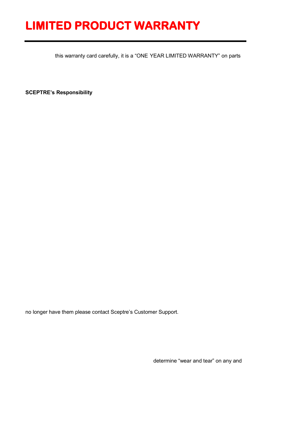 Limited product warranty | Sceptre E478BV-FMDU User Manual | Page 52 / 55