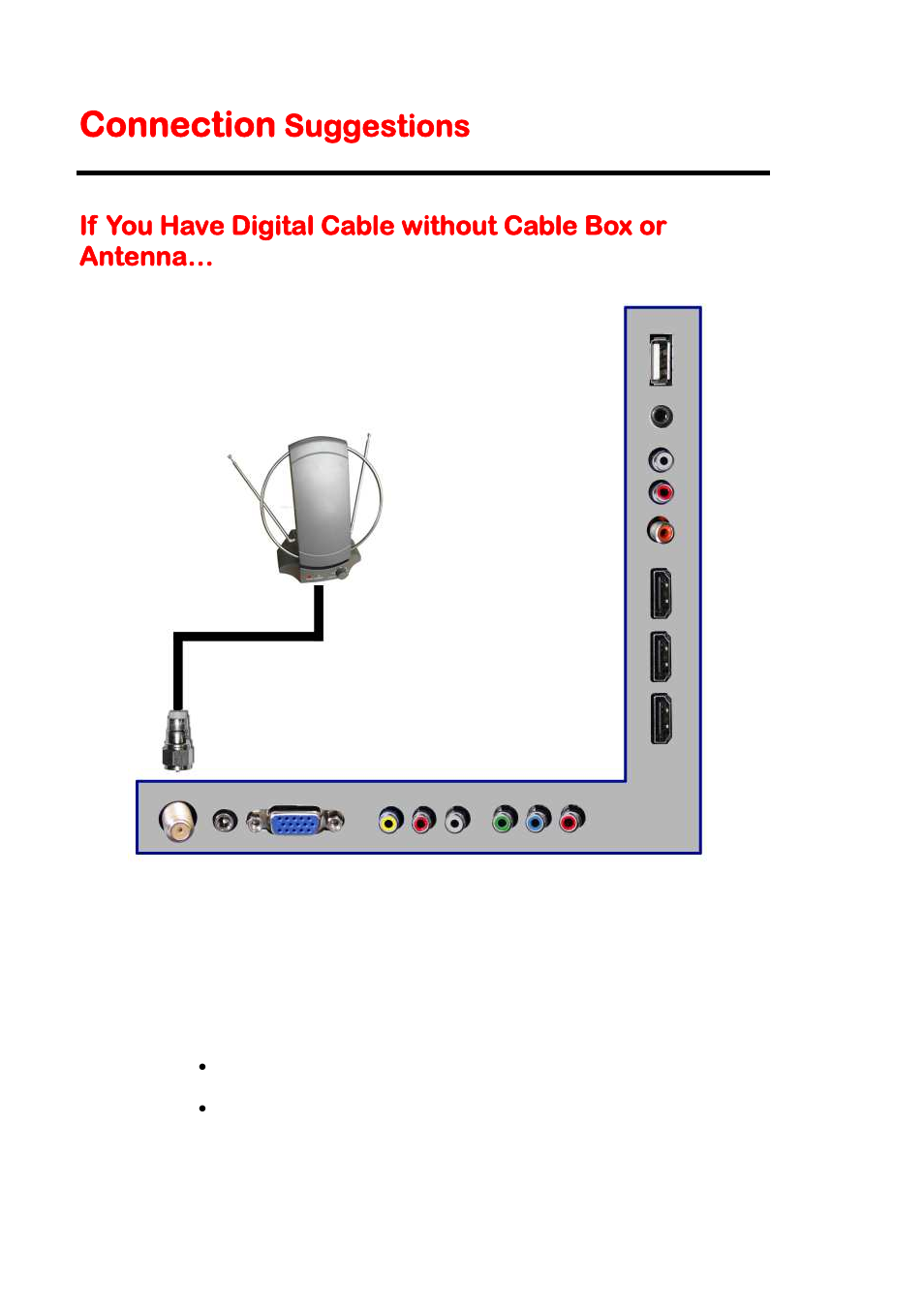 Connection, Suggestions | Sceptre X405BV-FHDR User Manual | Page 18 / 54