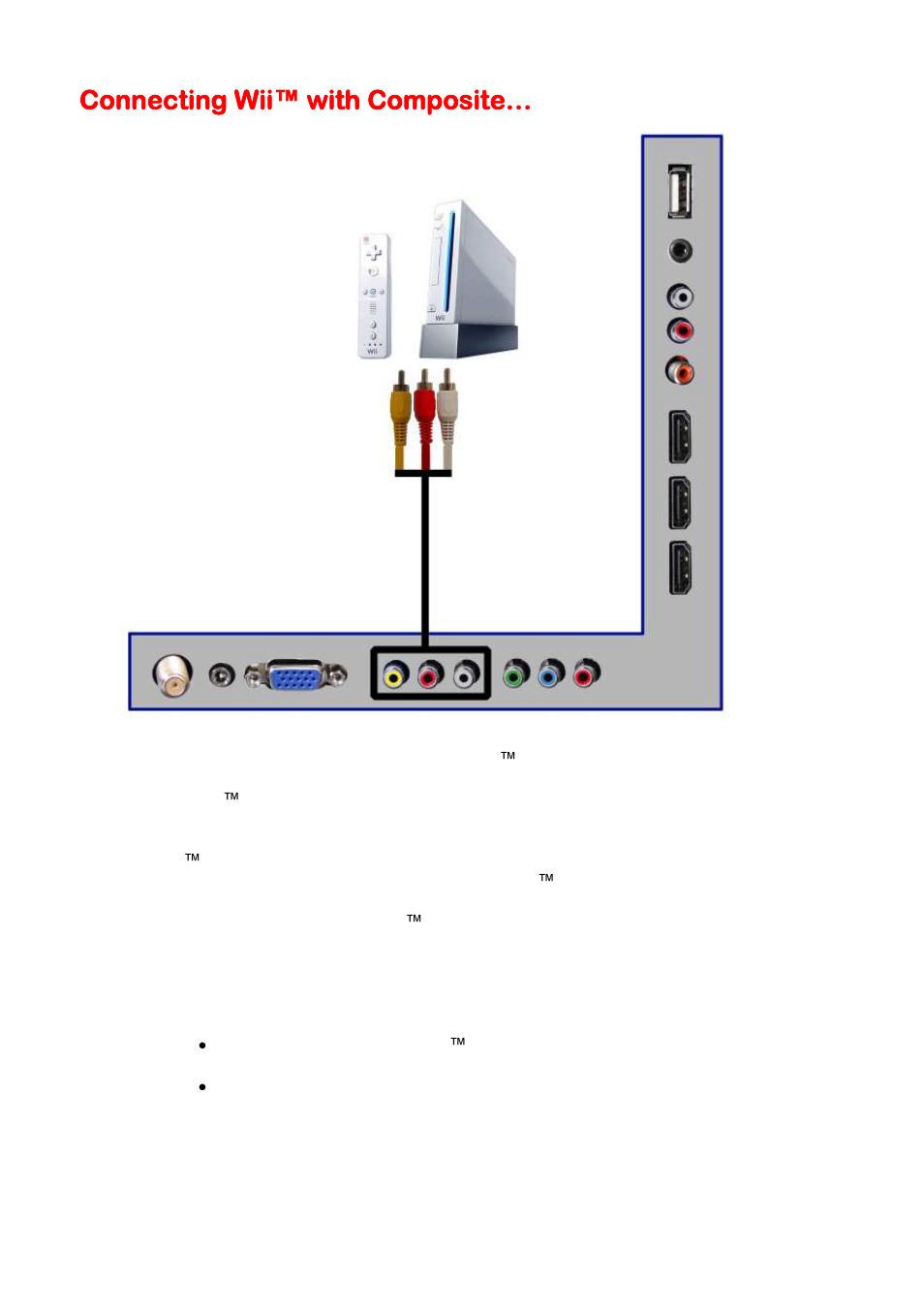 Connecting wii™ with composite | Sceptre X405BV-FHDR User Manual | Page 20 / 54