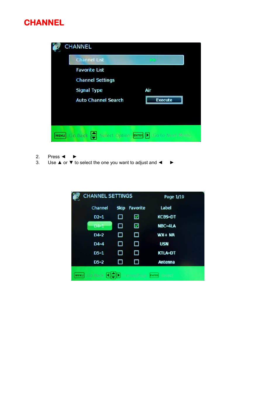 Channel | Sceptre X405BV-FHDR User Manual | Page 32 / 54