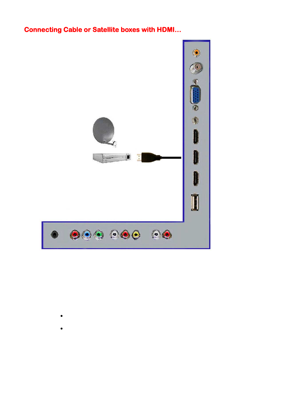 Connecting cable or satellite boxes with hdmi | Sceptre X505BV-FMDR User Manual | Page 20 / 58