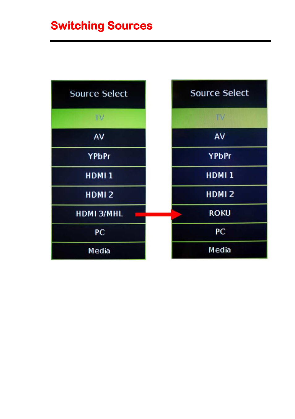 Switching sources | Sceptre X505BV-FMDR User Manual | Page 23 / 58