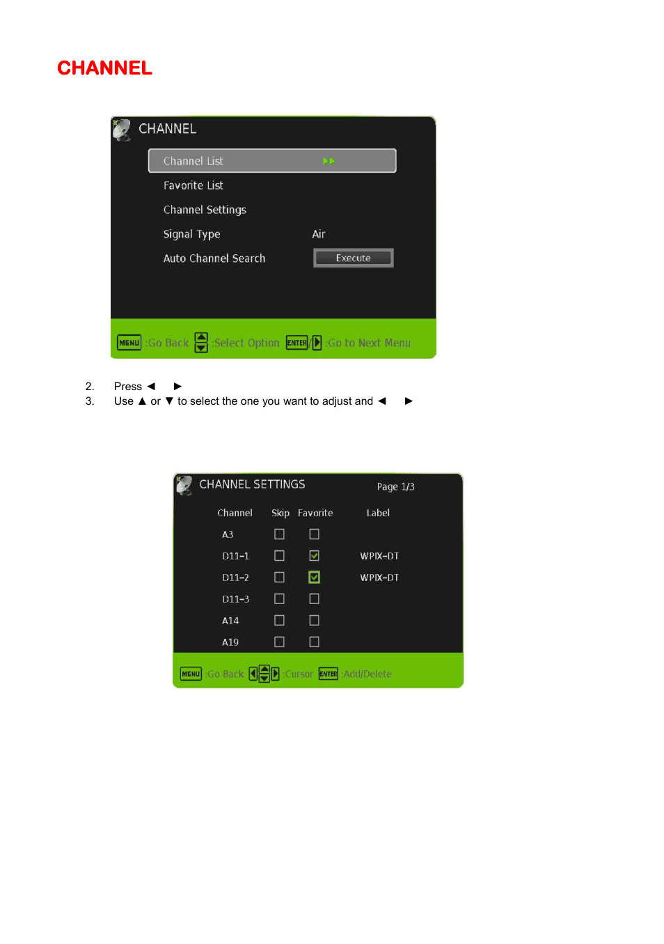 Channel | Sceptre X505BV-FMDR User Manual | Page 32 / 58