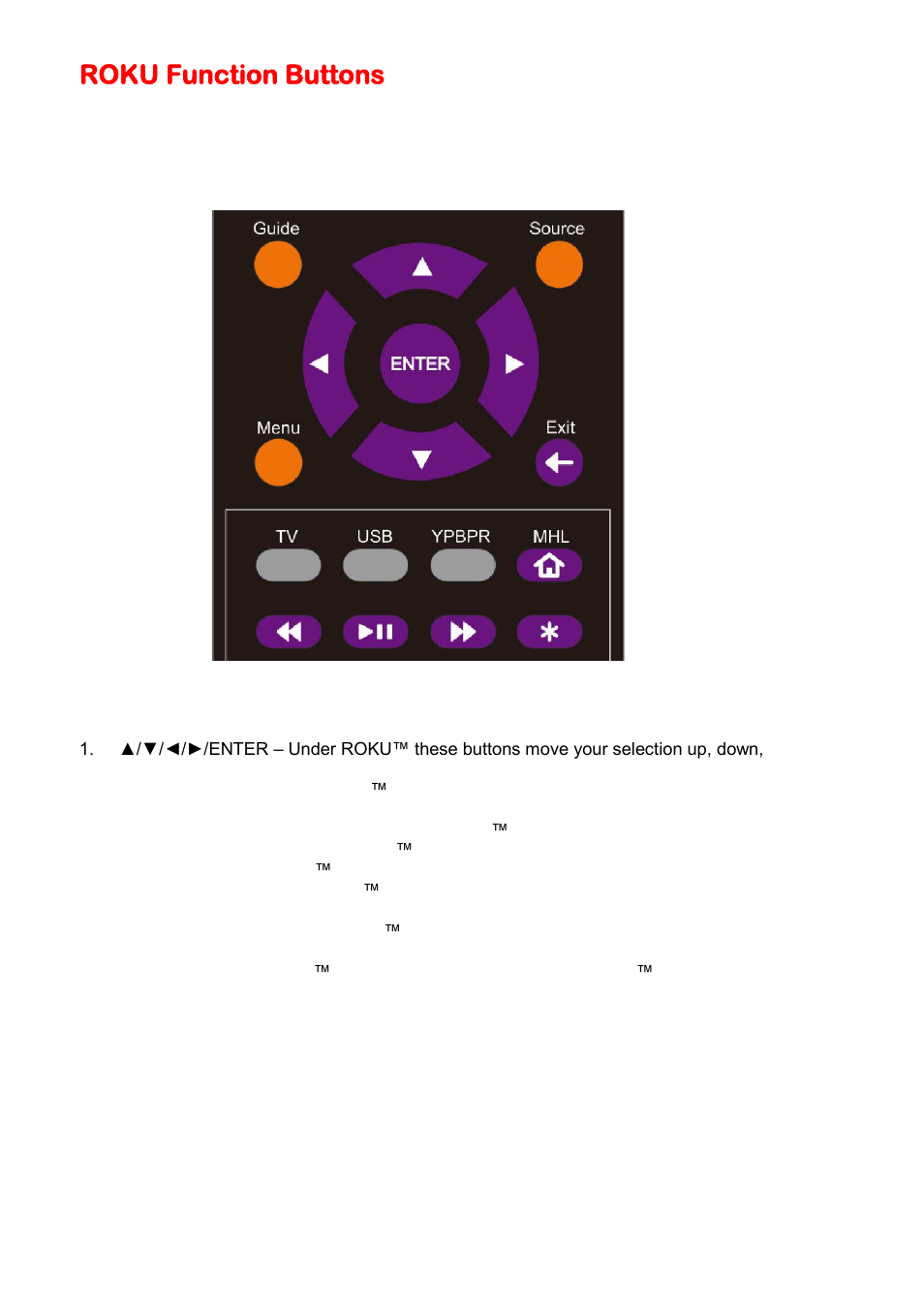 Roku function buttons | Sceptre X505BV-FMDR User Manual | Page 42 / 58