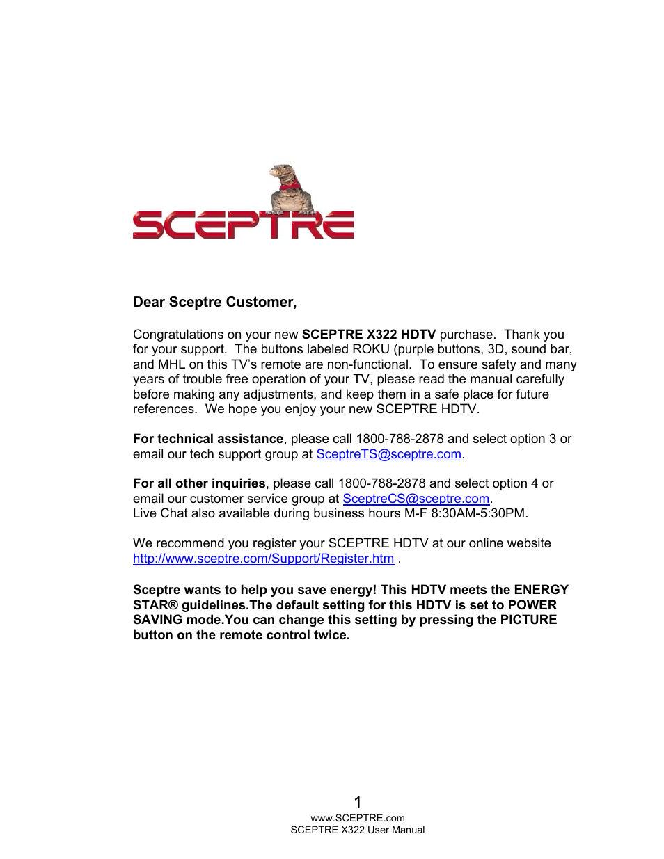 Sceptre X322UV-HDR User Manual | 52 pages