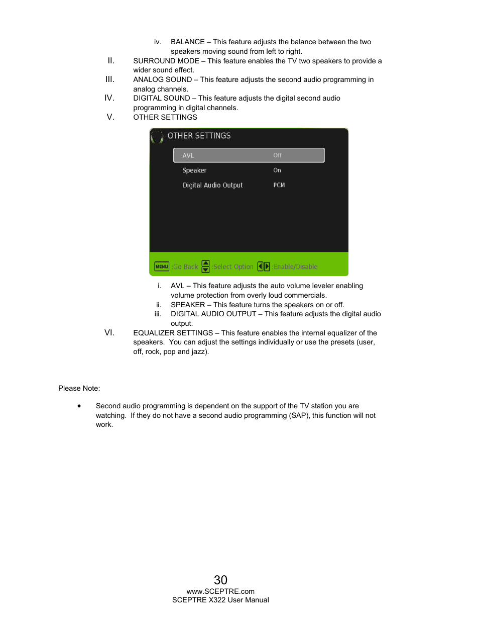 Sceptre X322UV-HDR User Manual | Page 30 / 52