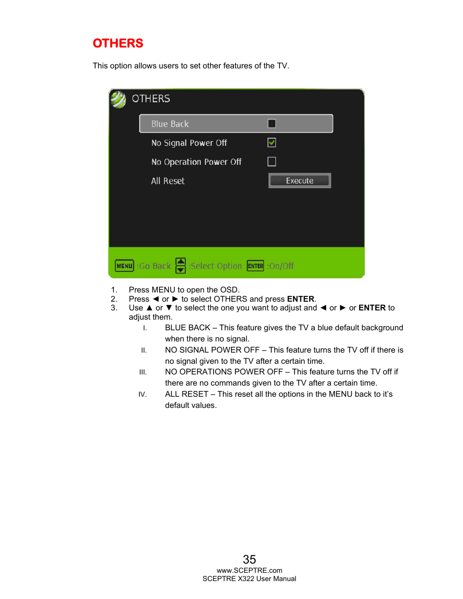Others | Sceptre X322UV-HDR User Manual | Page 35 / 52