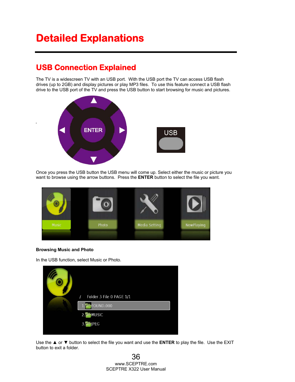 Detailed explanations, Usb connection explained | Sceptre X322UV-HDR User Manual | Page 36 / 52