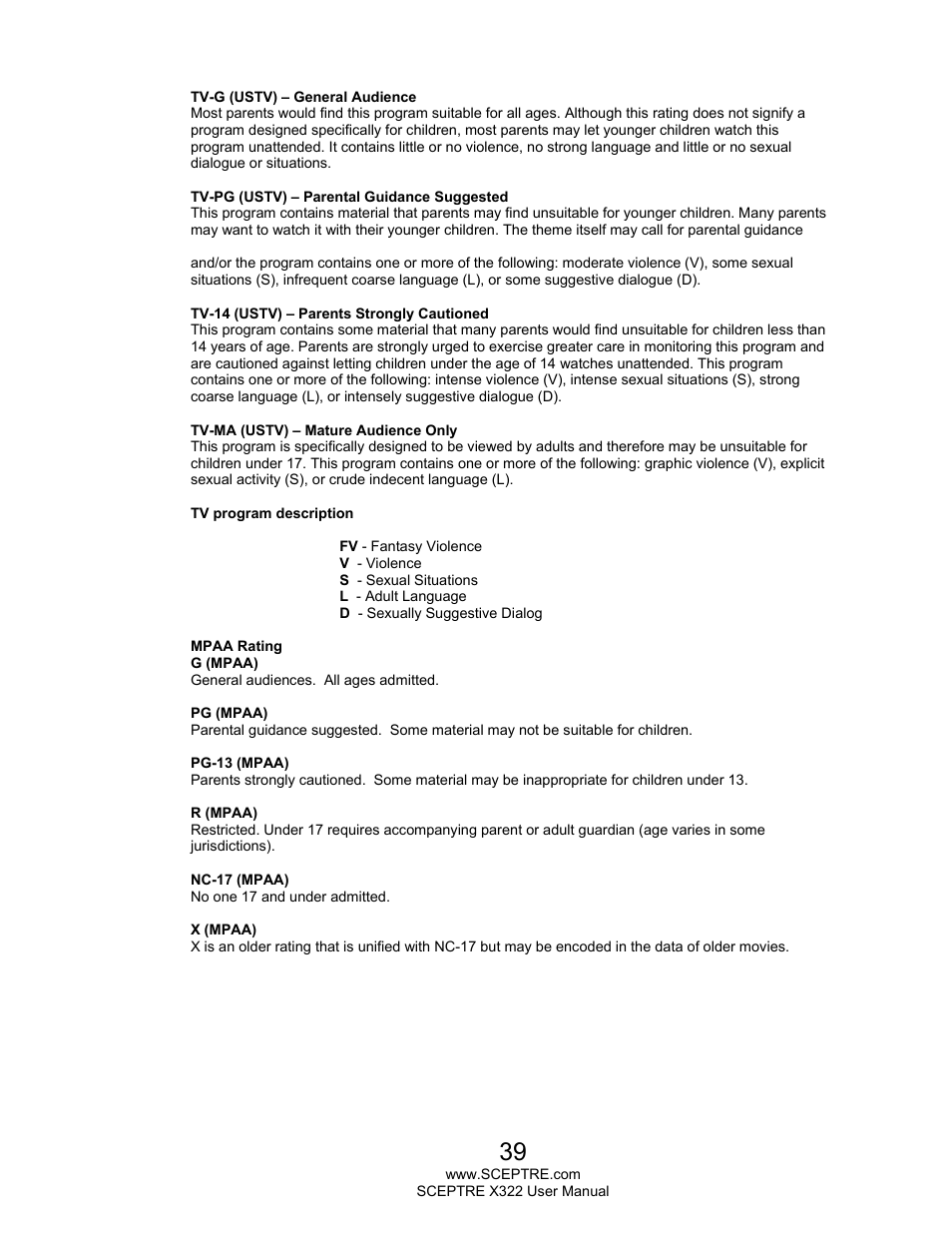 Sceptre X322UV-HDR User Manual | Page 39 / 52