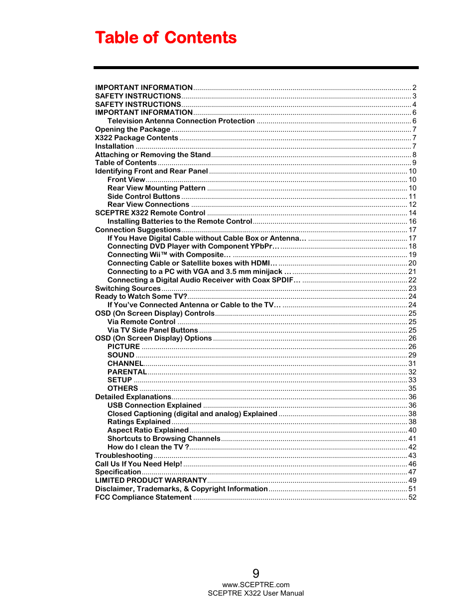 Sceptre X322UV-HDR User Manual | Page 9 / 52