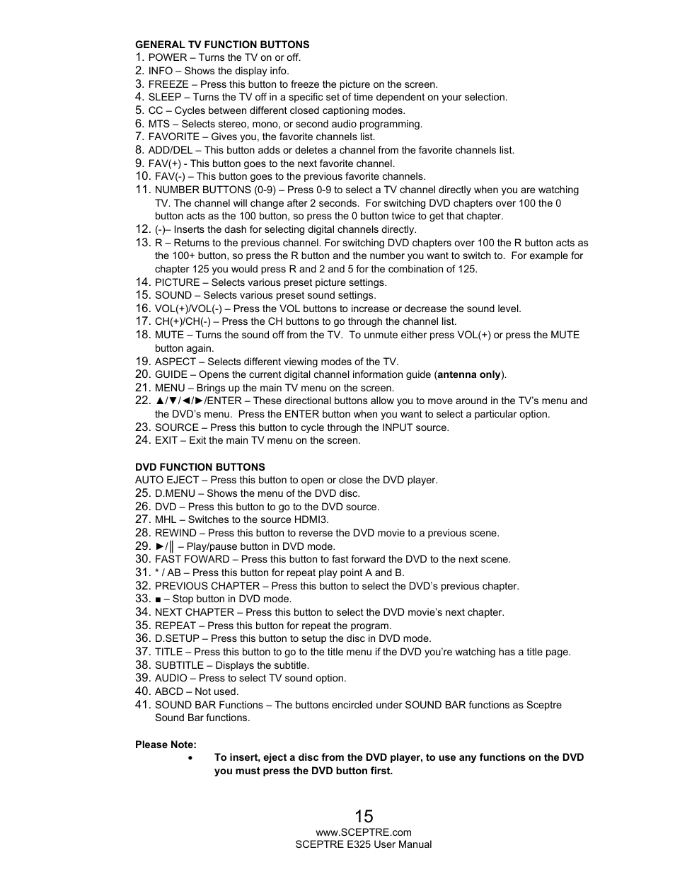 Sceptre E325LD-HDR User Manual | Page 15 / 58