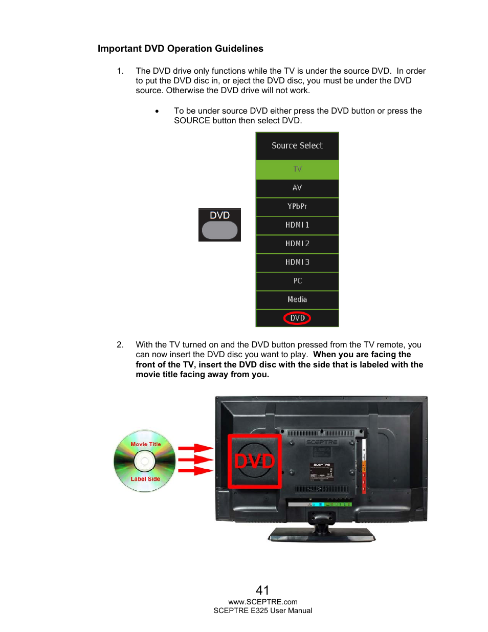Sceptre E325LD-HDR User Manual | Page 41 / 58
