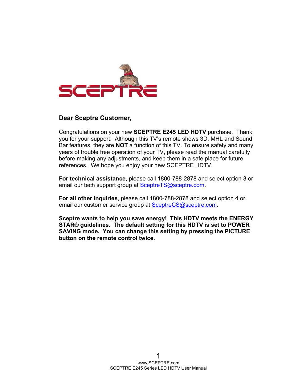 Sceptre E245WV-FHDR User Manual | 51 pages