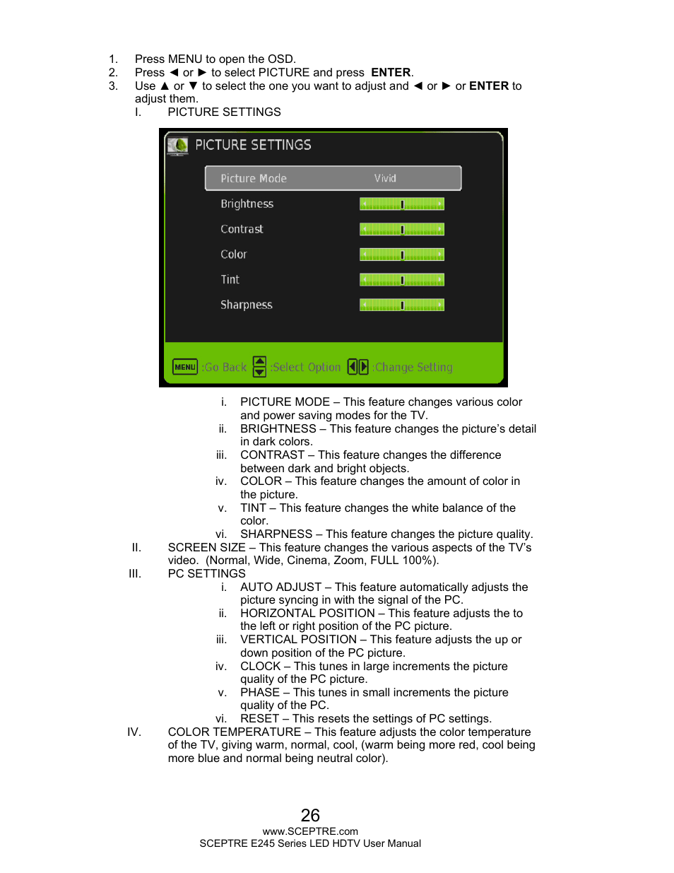 Sceptre E245WV-FHDR User Manual | Page 26 / 51