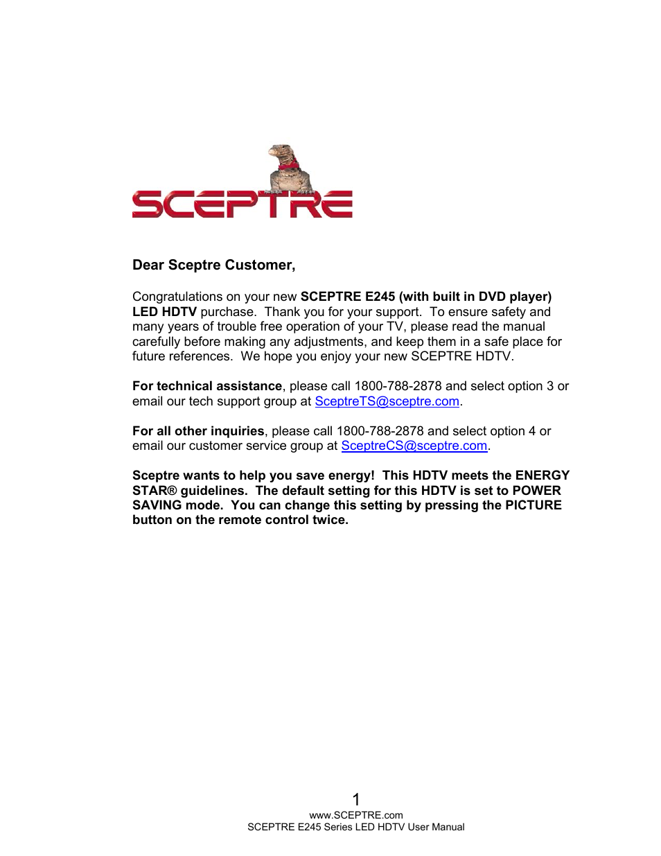 Sceptre E245PD-FHDR User Manual | 58 pages