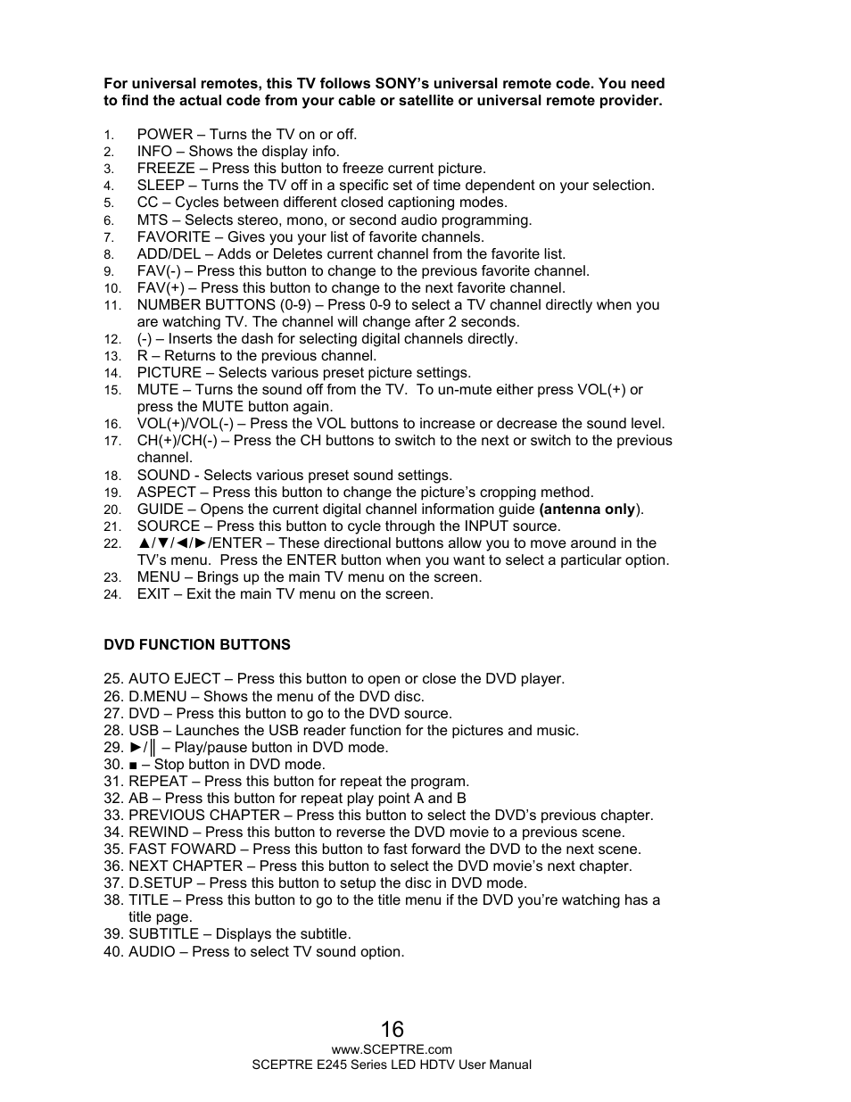 Sceptre E245PD-FHDR User Manual | Page 16 / 58