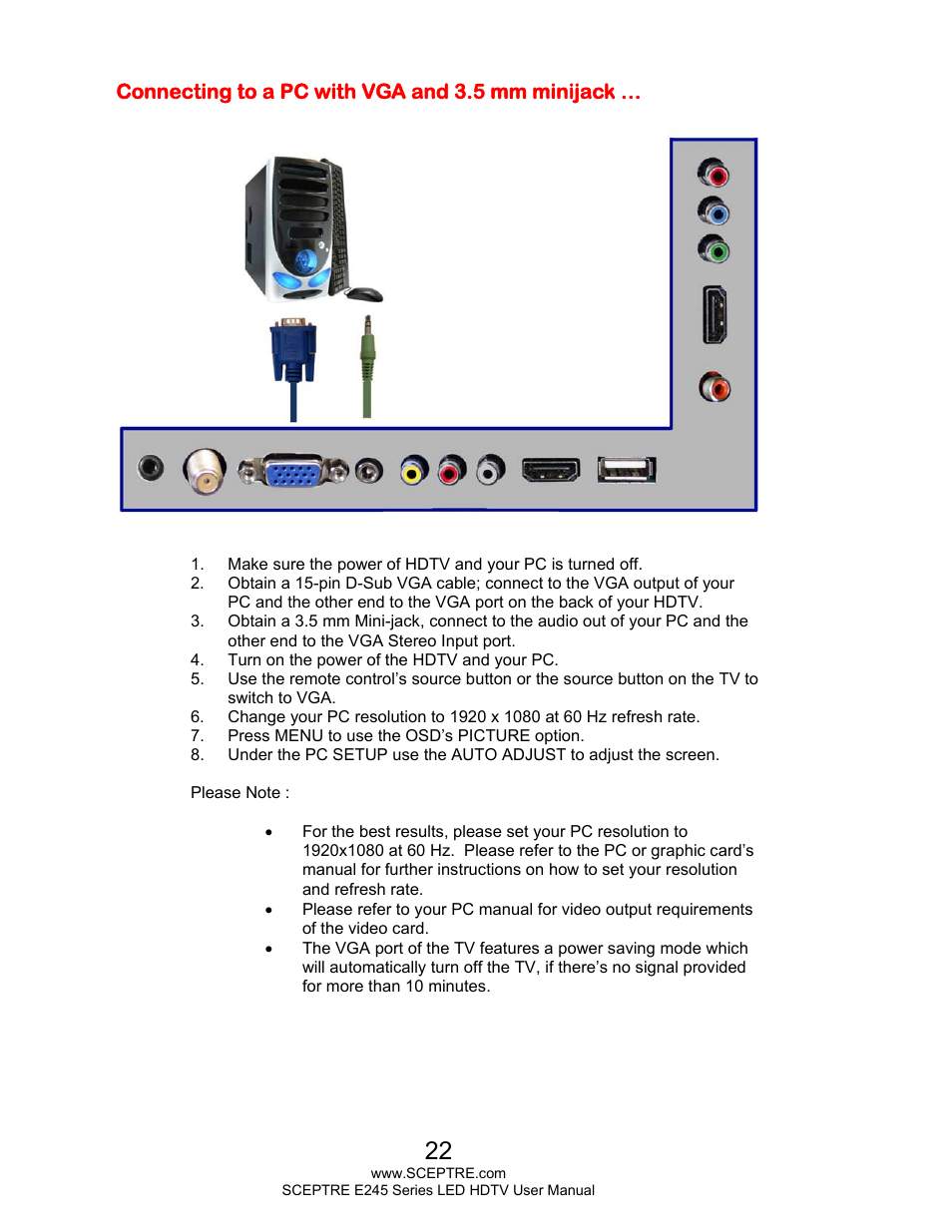 Sceptre E245PD-FHDR User Manual | Page 22 / 58