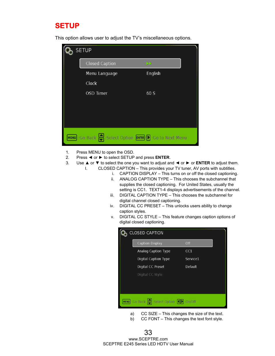 Setup | Sceptre E245PD-FHDR User Manual | Page 33 / 58