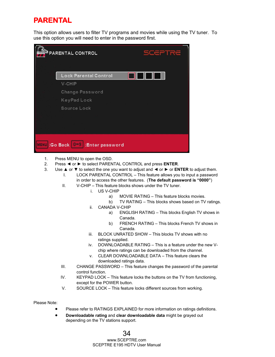 Parental | Sceptre E195BD-SMQR User Manual | Page 34 / 65