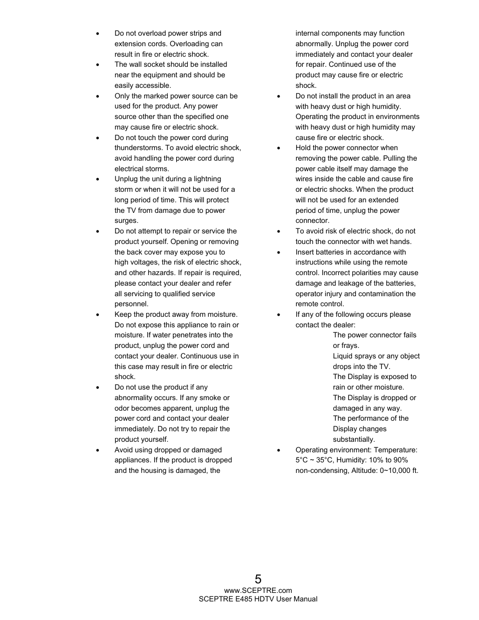 Sceptre E485BV-FMQR User Manual | Page 5 / 58