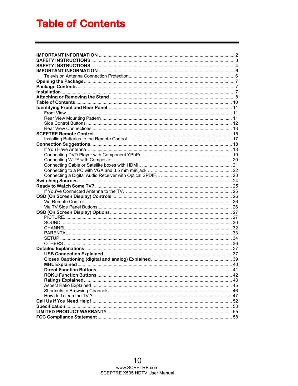 Sceptre E505BV-FMQR User Manual | Page 10 / 58