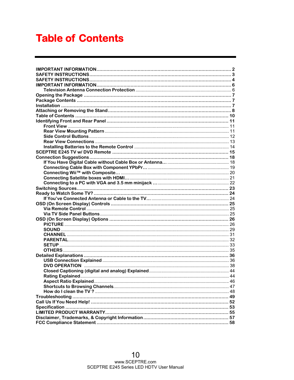 Sceptre E245BD-FHDR User Manual | Page 10 / 58