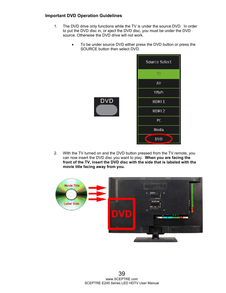 Sceptre E245BD-FHDR User Manual | Page 39 / 58