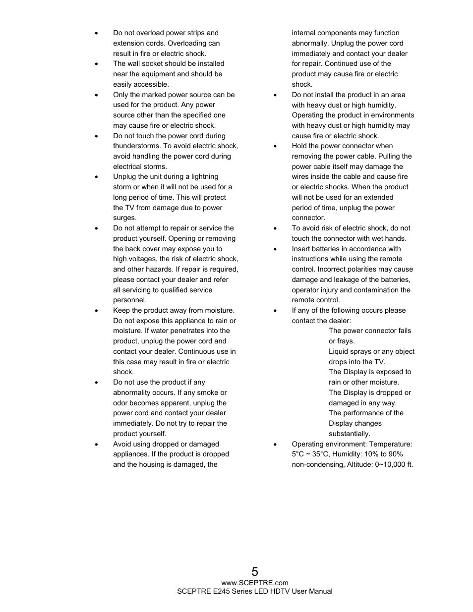 Sceptre E245BD-FHDR User Manual | Page 5 / 58