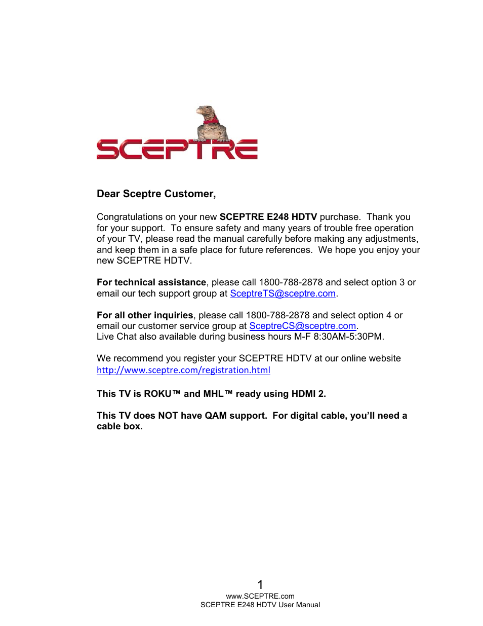 Sceptre E248BD-FMQR User Manual | 65 pages